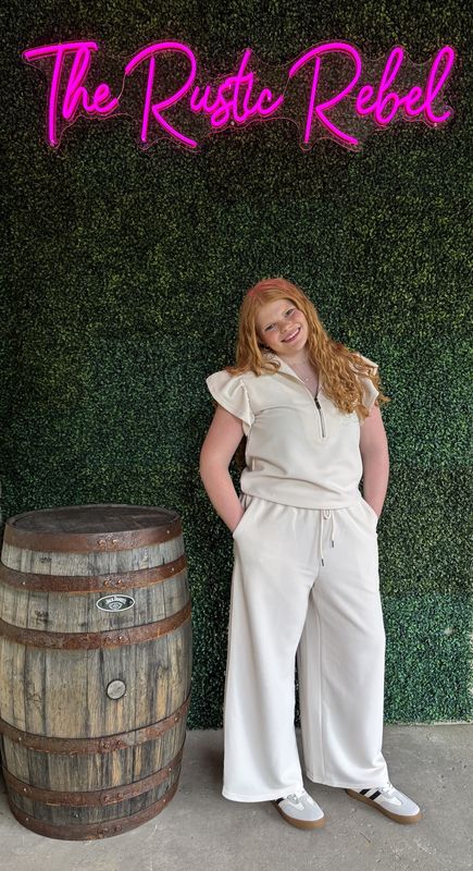 Textured Ruffle Top and Pants Set