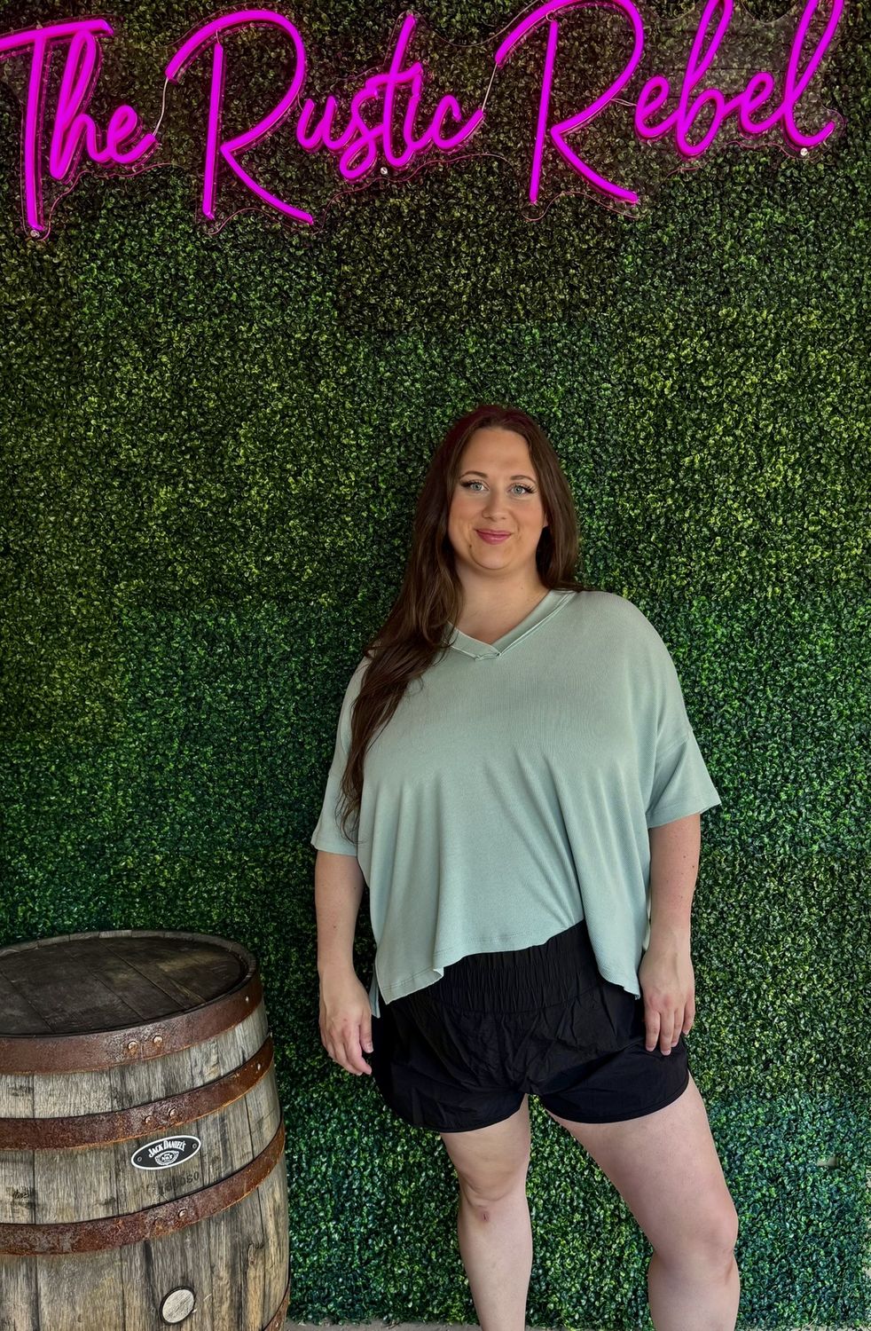 On the Go V Neck Ribbed Essential Tee, Size: Large
