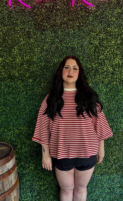 Ldc Casual Shift Striped Round Neck T-Shirts