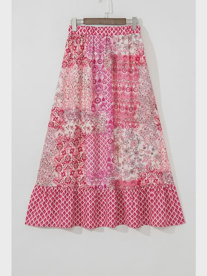 Boho Drawstring Waist Summer Maxi Skirt, Size: Small