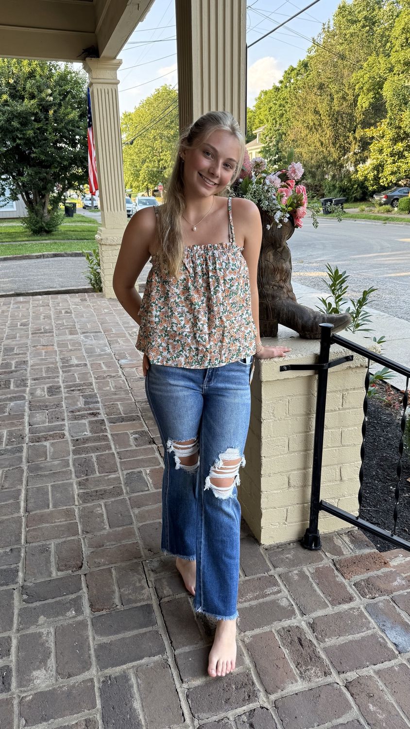 Boho Floral Tiered Summer Tank Top, Size: Small