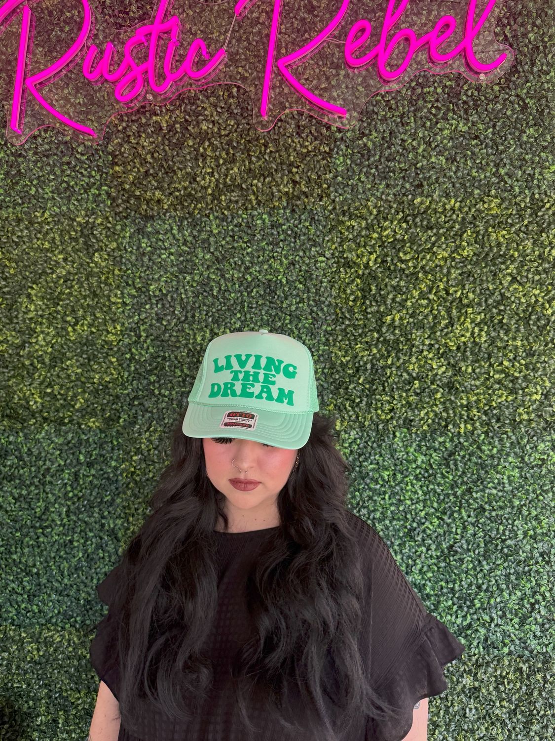3D Puff Vinyl Living the Dream Greenl On Seafoam Foam