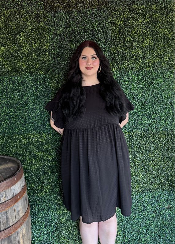 Ldc Textured Ruffled Sleeve Babydoll Plus Dress