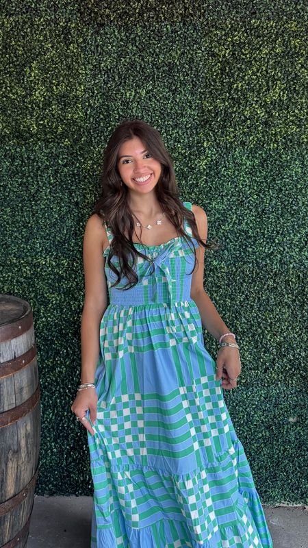 Sleeveless Summer Plaid Print Tiered Midi Dress