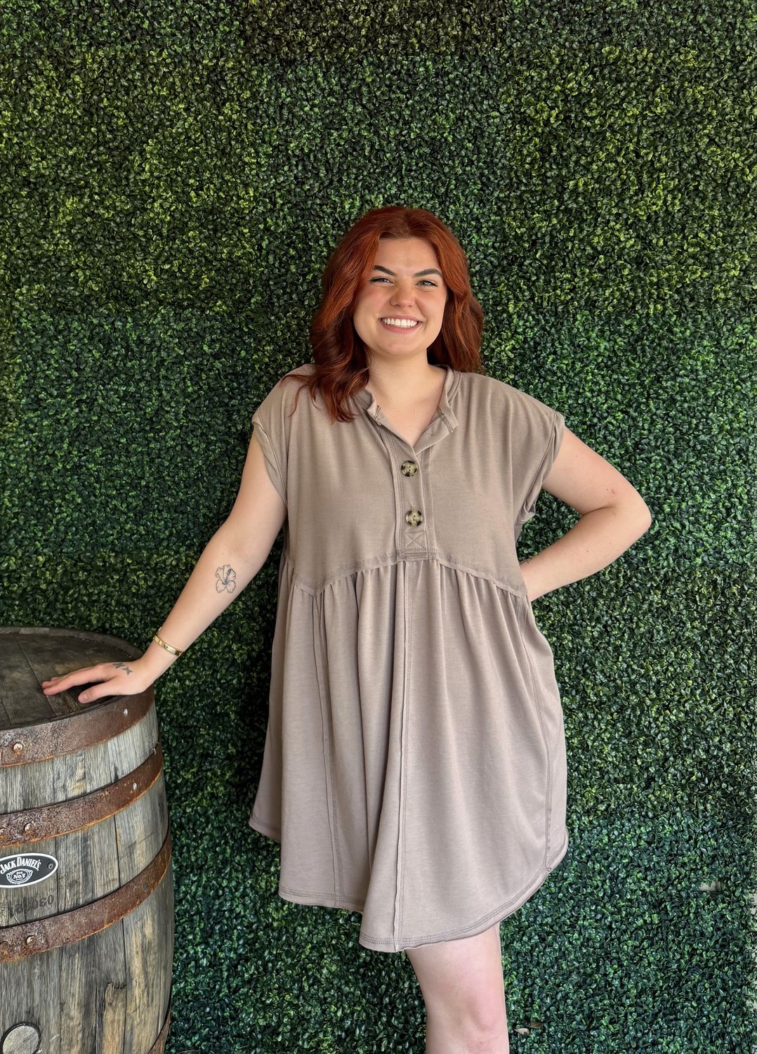 Sweet Nothings Baby Doll Dress, Color: Khaki, Size: Small