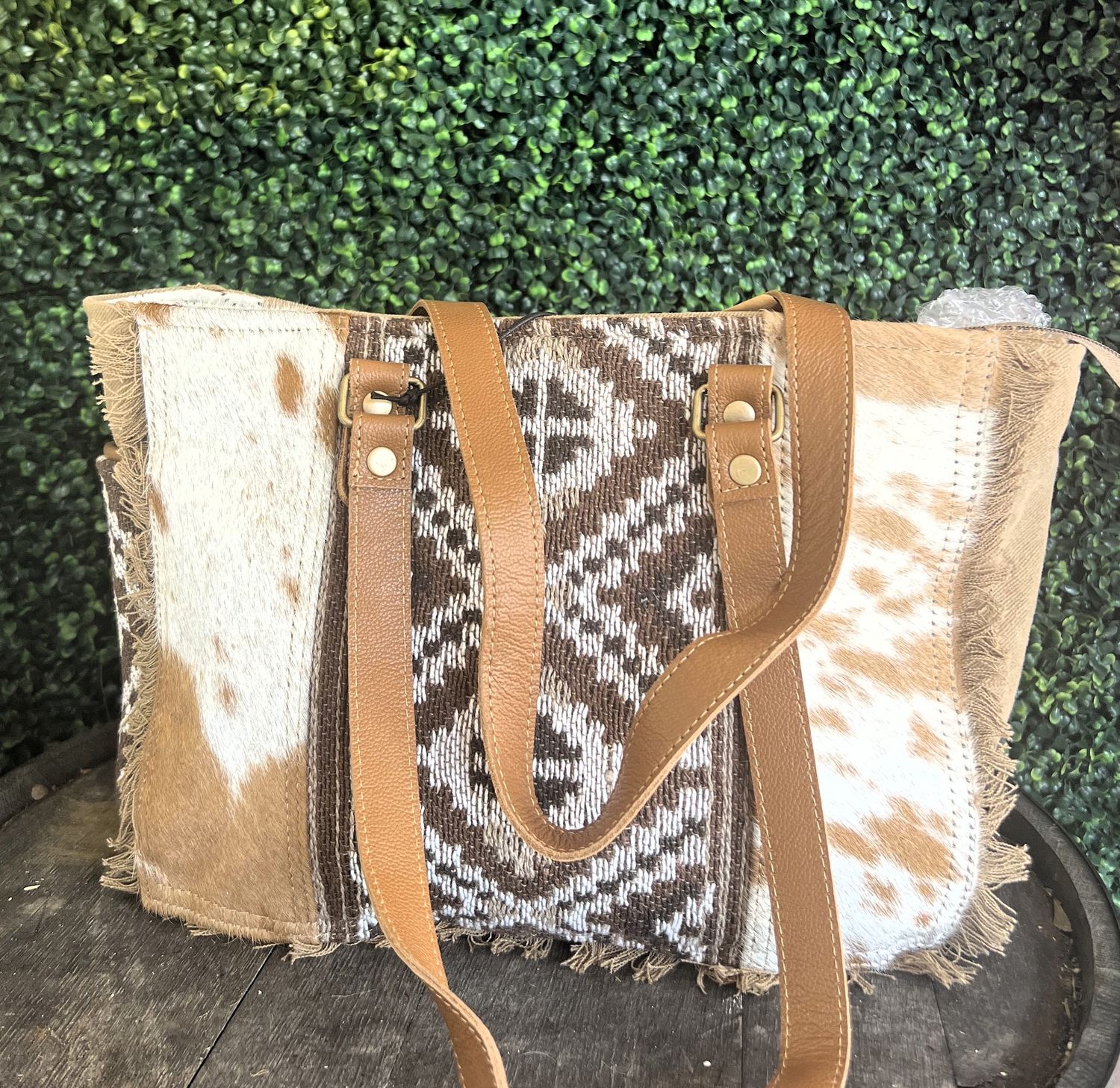 Brown Cowhide Small Tote Purse Myra
