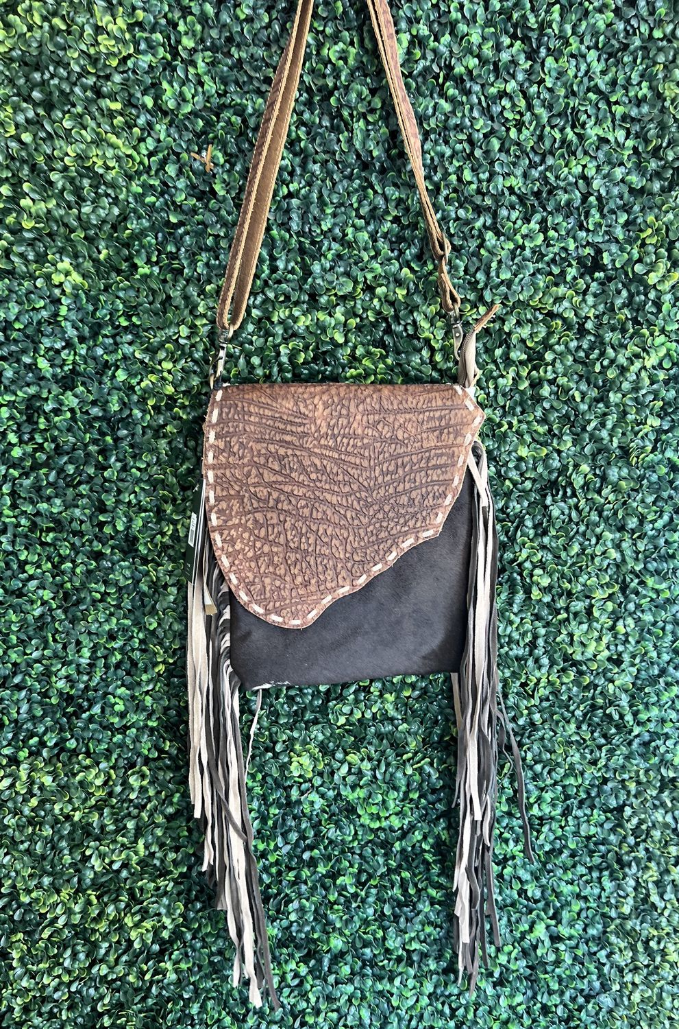 Myra Cowhide &amp; Leather Western Fringe Bag - Crossbody