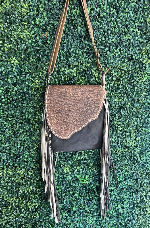 Myra Cowhide &amp; Leather Western Fringe Bag - Crossbody