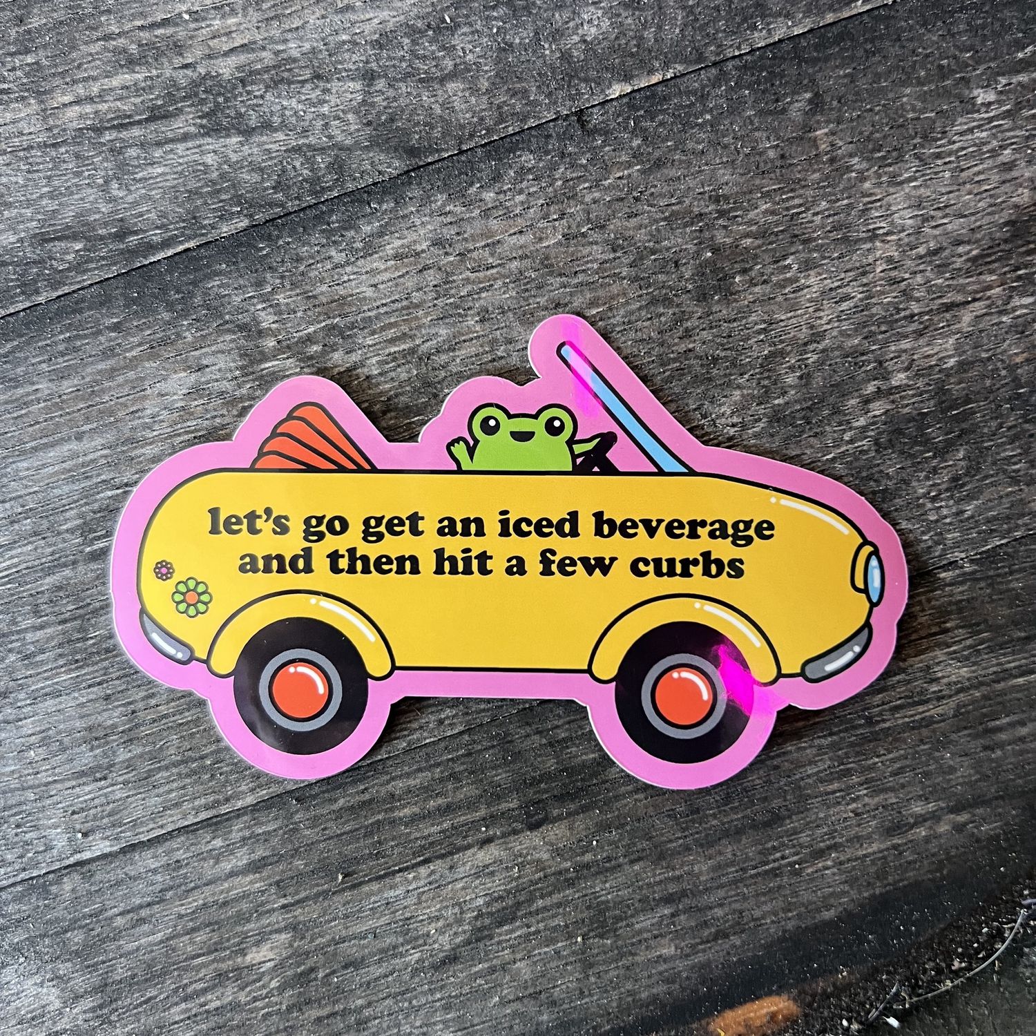 Bad Driver Frog Iced Beverage Hit the Curb Vinyl Sticker