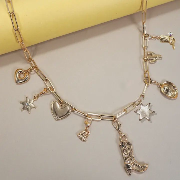 Interchanable Western Boot Hat Charm Necklace |