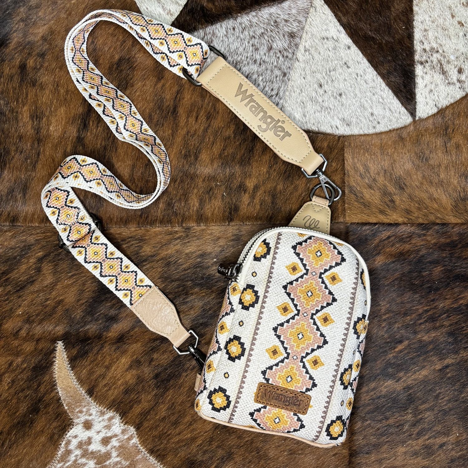 Wrangler Aztec Sling Bag, Color: cream