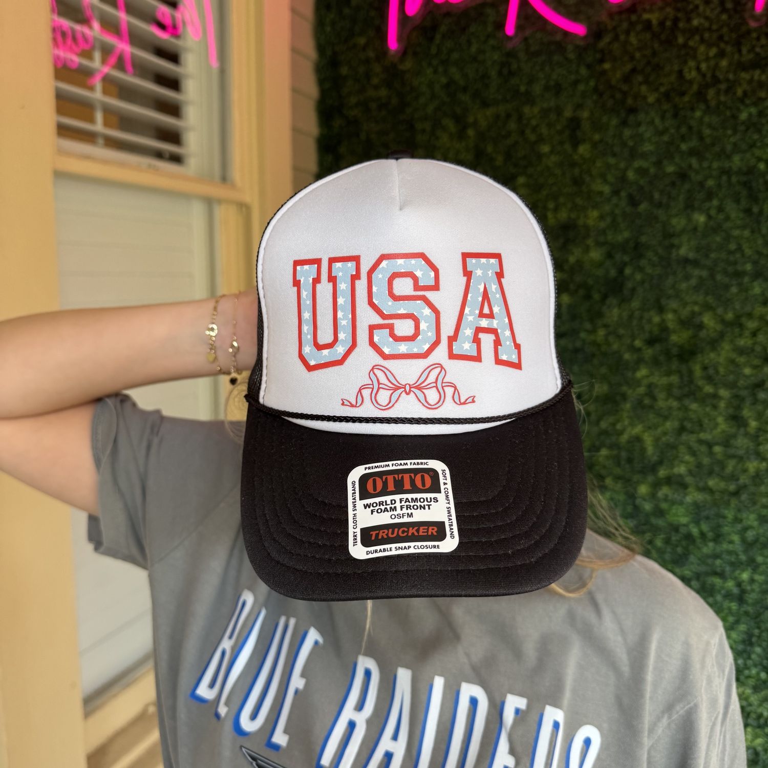 Trucker Hat, Americana, Red White and Blue, Bows, USA