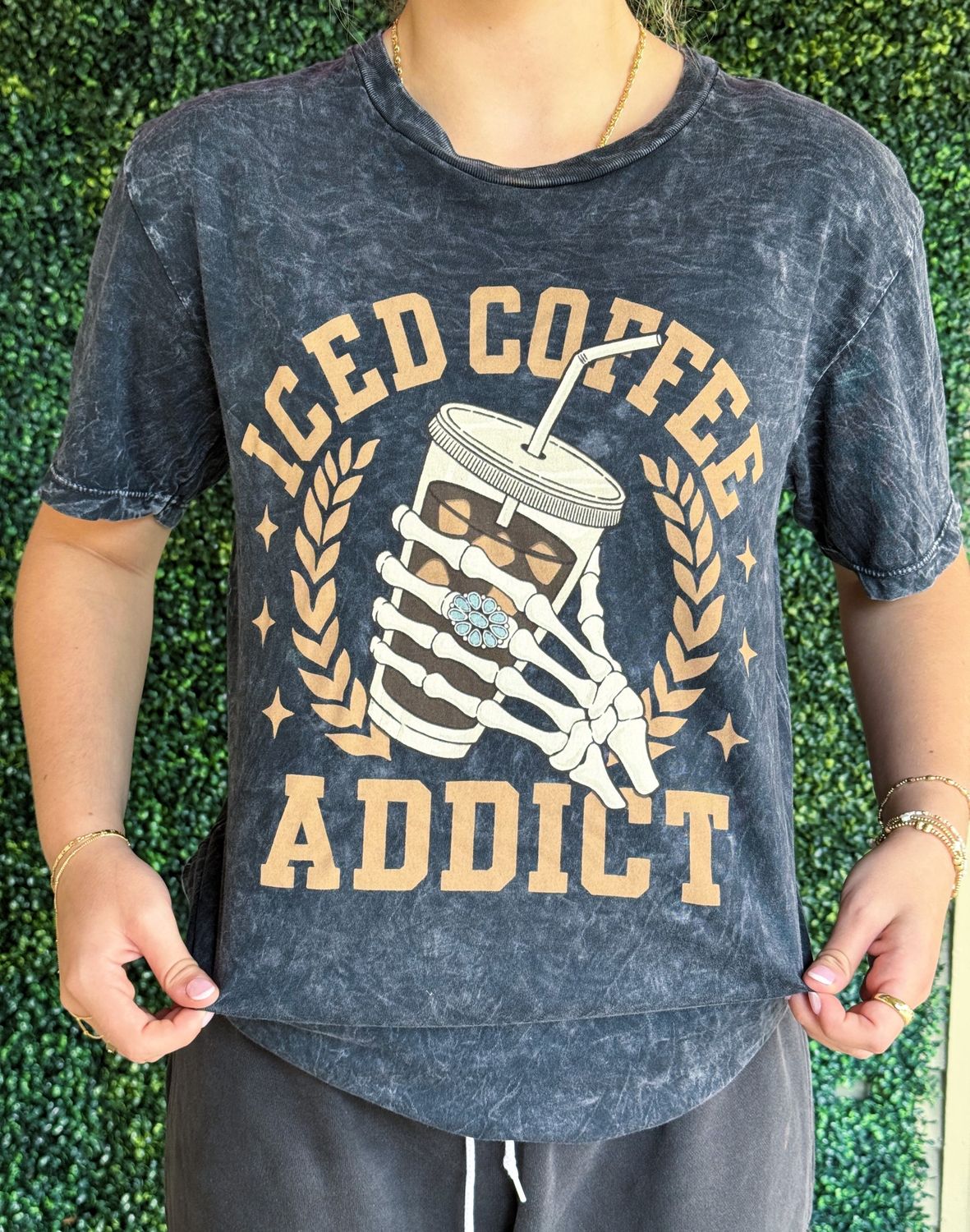 Iced Coffee Addict Graphic Top, Size: Small