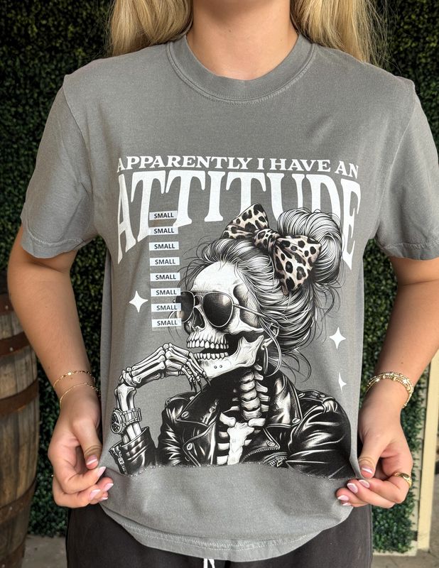 Apparently I Have An Attitude Gray Graphic Tee