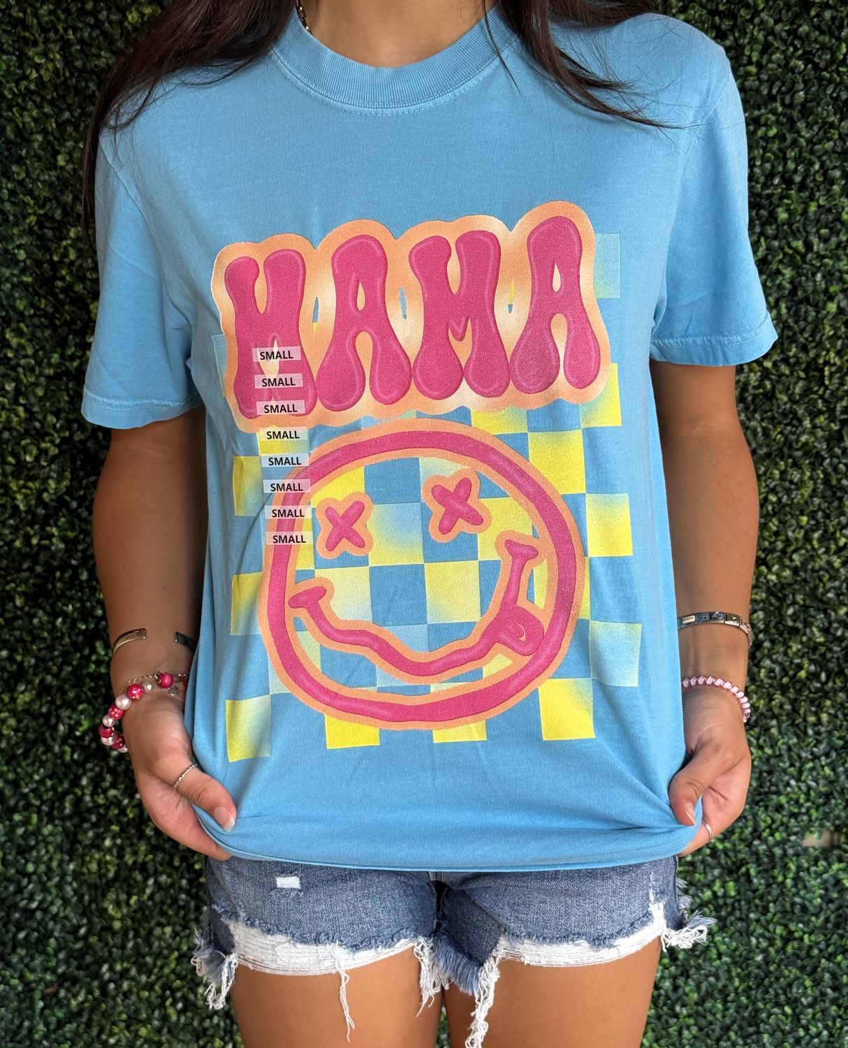Neon Mama Smiley Summer Comfort Colors Graphic T-Shirt, Size: Small