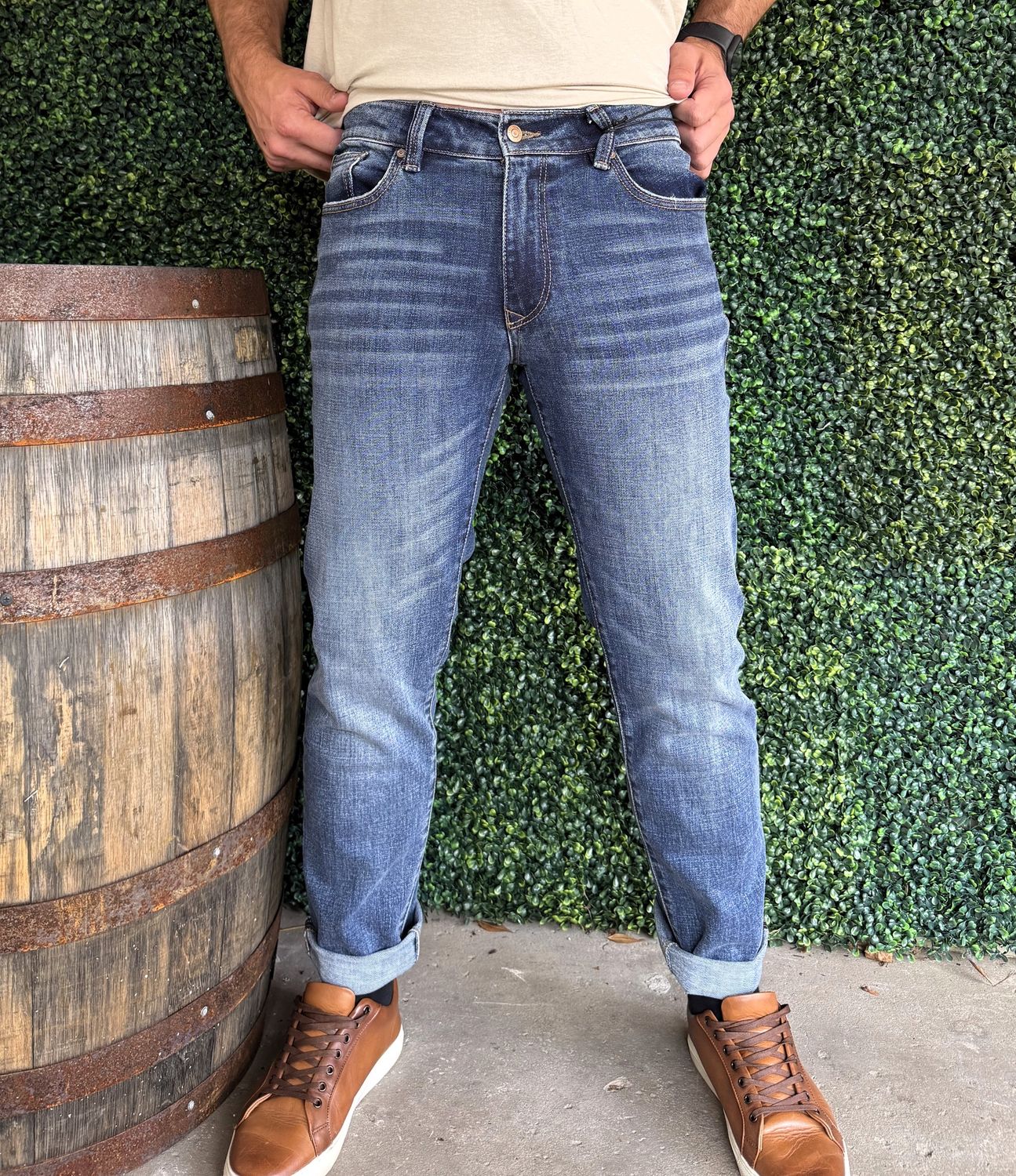 Men&#39;s Slim Straight Medium Indigo Jeans KM1001RST, Size: 30
