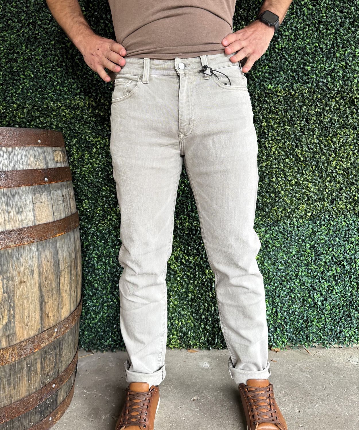 Mens Slim Striaght Light Grey KM1026LG, Size: 30