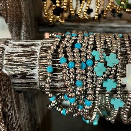 E Newton Bracelet Dupe, Color: Silver/Turquoise Bead