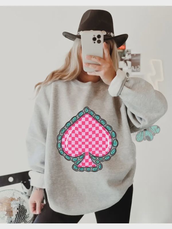 Checkered Spade - Pink Western Graphic