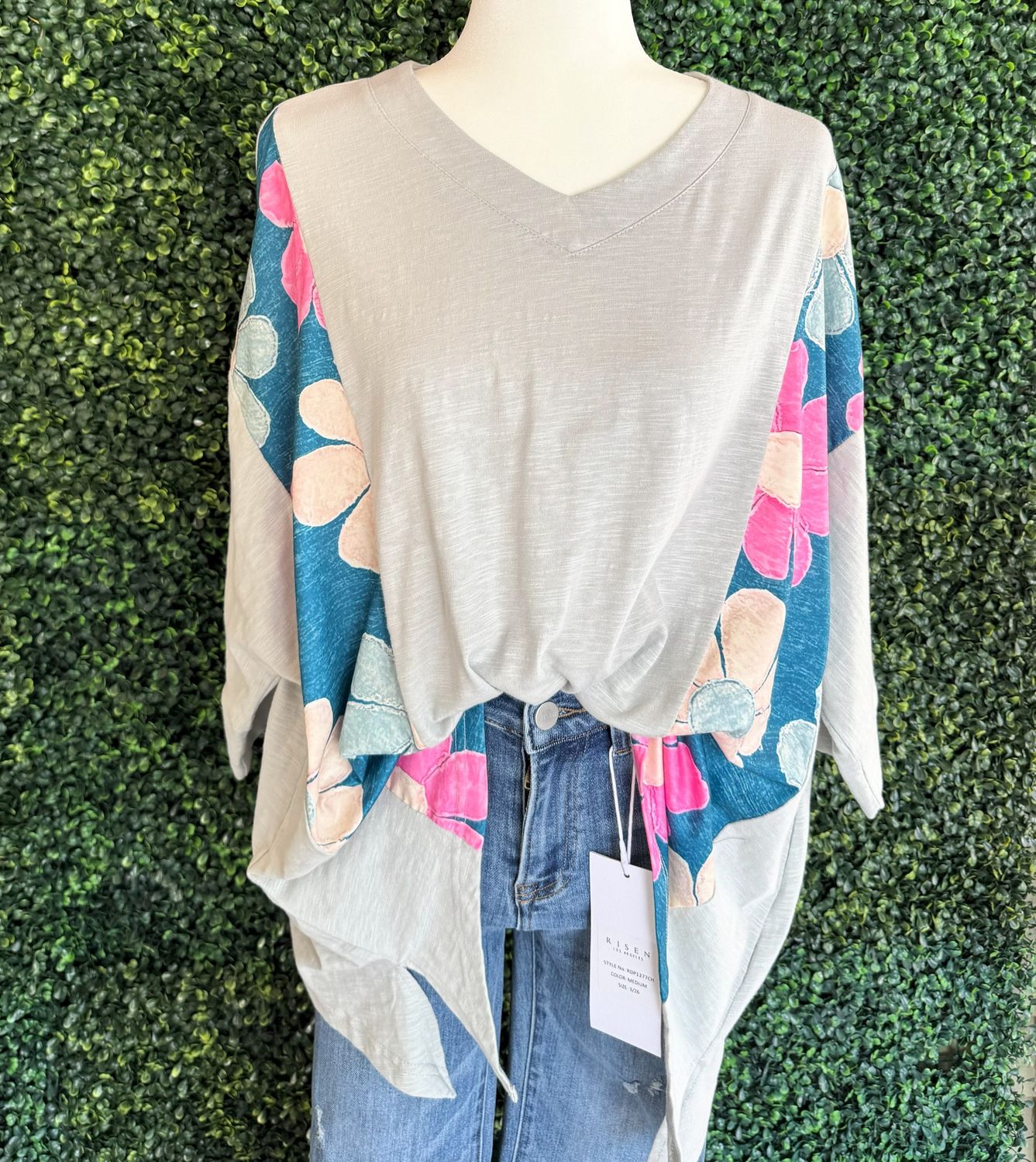 Floral Patchwork Reverse Seam Top, Size: Small