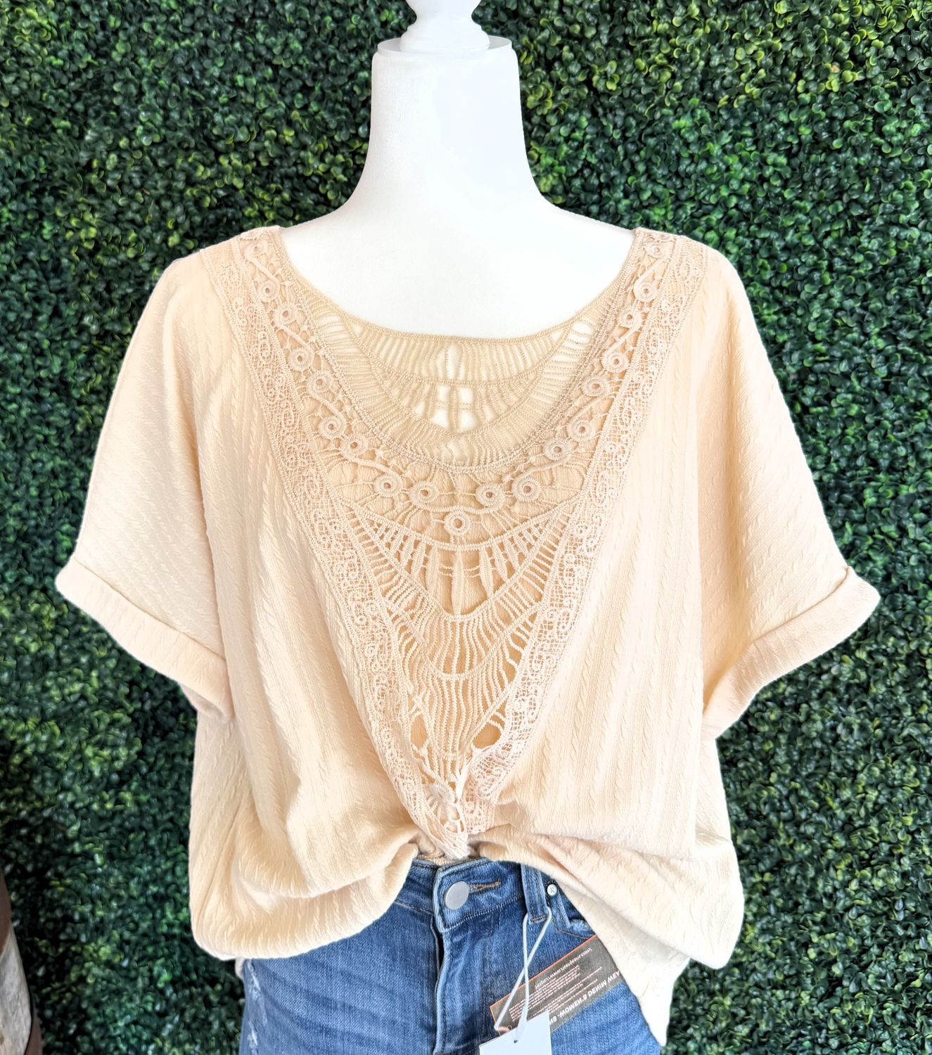 Plus Size Crochet Lace Short Sleeve Top, Size: 1X