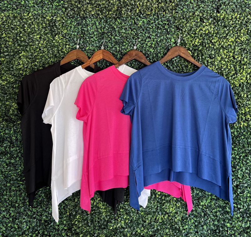 Shark Bite Slit Short Sleeve Top
