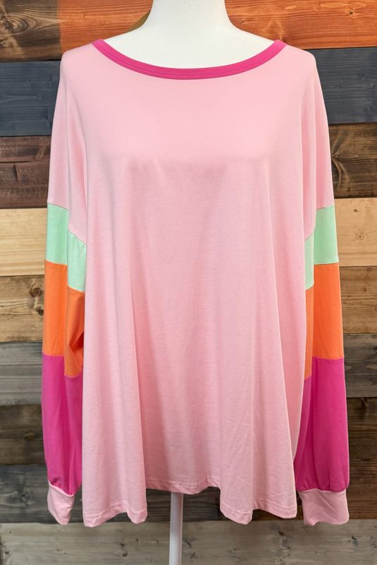 Colorblock Long Sleeve Top Plus Size