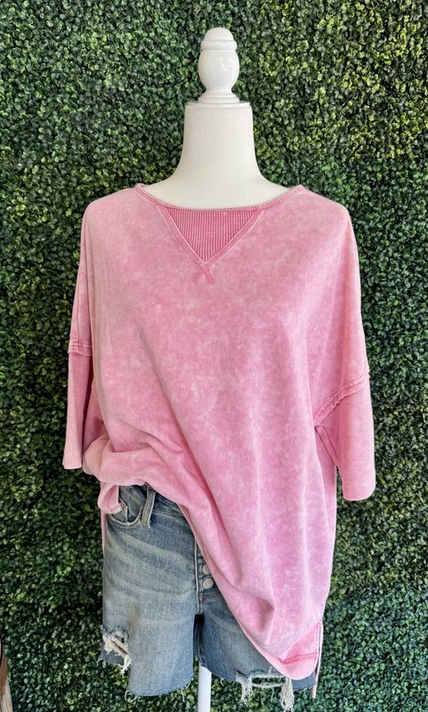 Mineral Wash Drop Sleeve Tee Plus Size