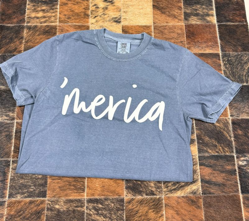 Merica Puff Letter Graphic Tee