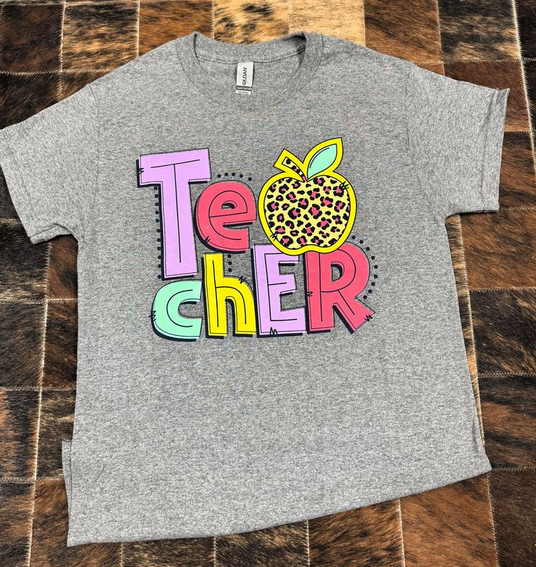 Leopard Apple Teacher Graphic Tshirt