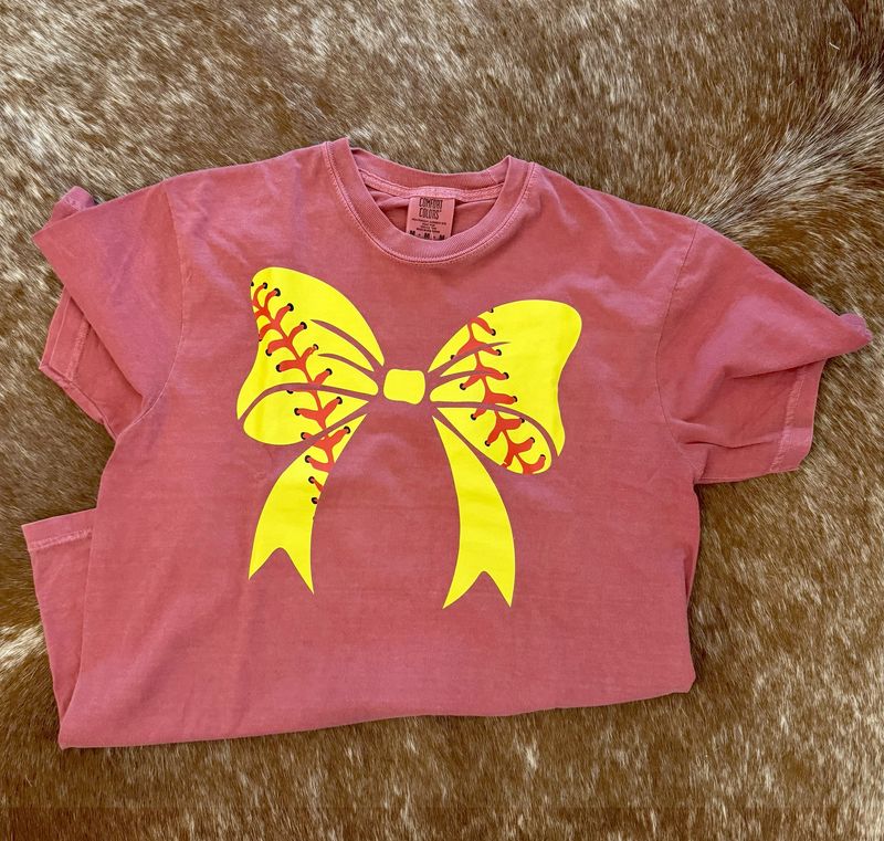 Softball Coquette Bow Graphic Tee
