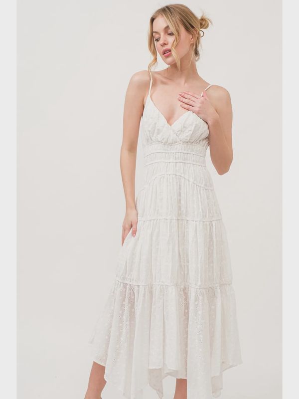 Plus Rushed Eyelet Long Dress