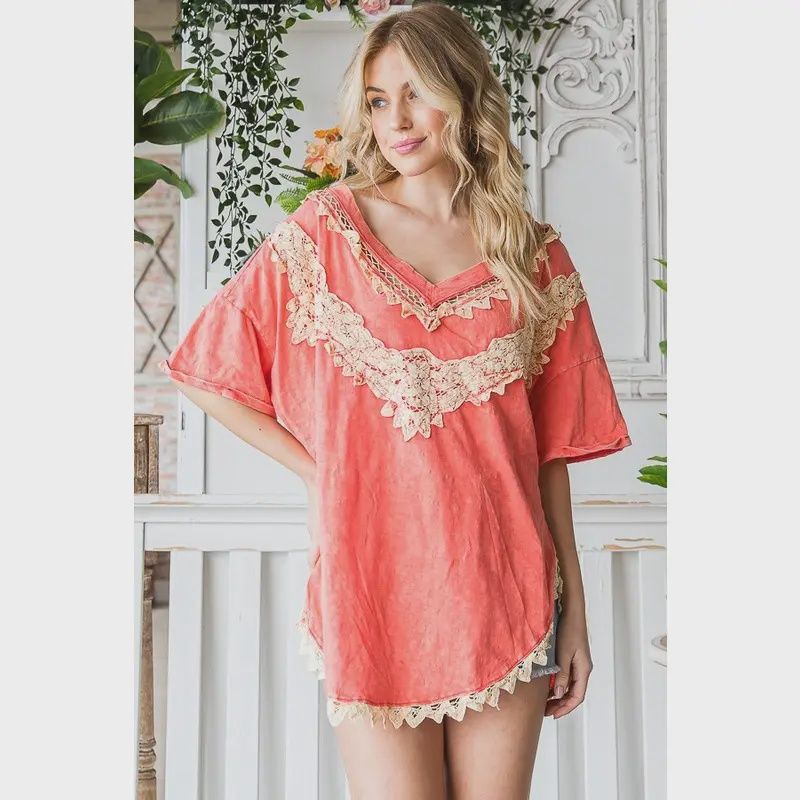 Crochet V-Neck top, Size: Small