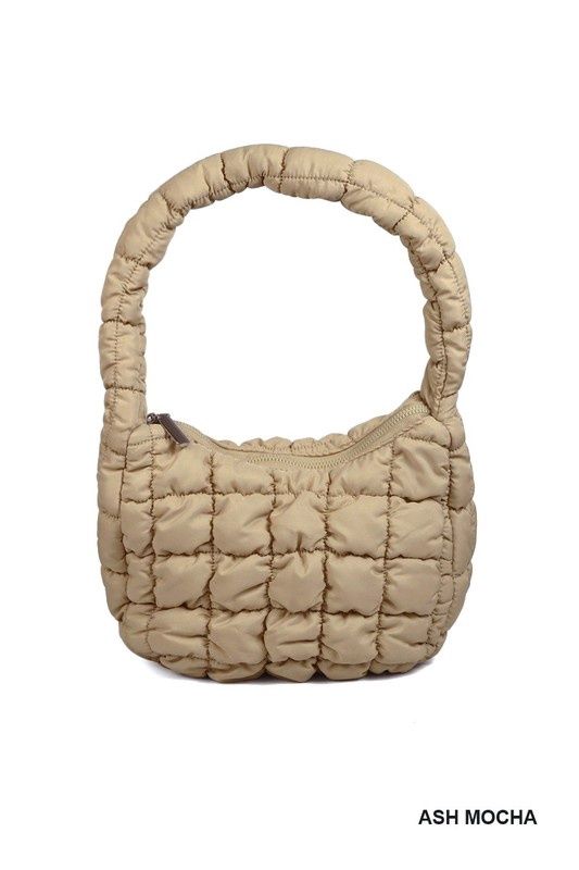 Puffer Quilted Mini Bag, Color: Ash Mocha