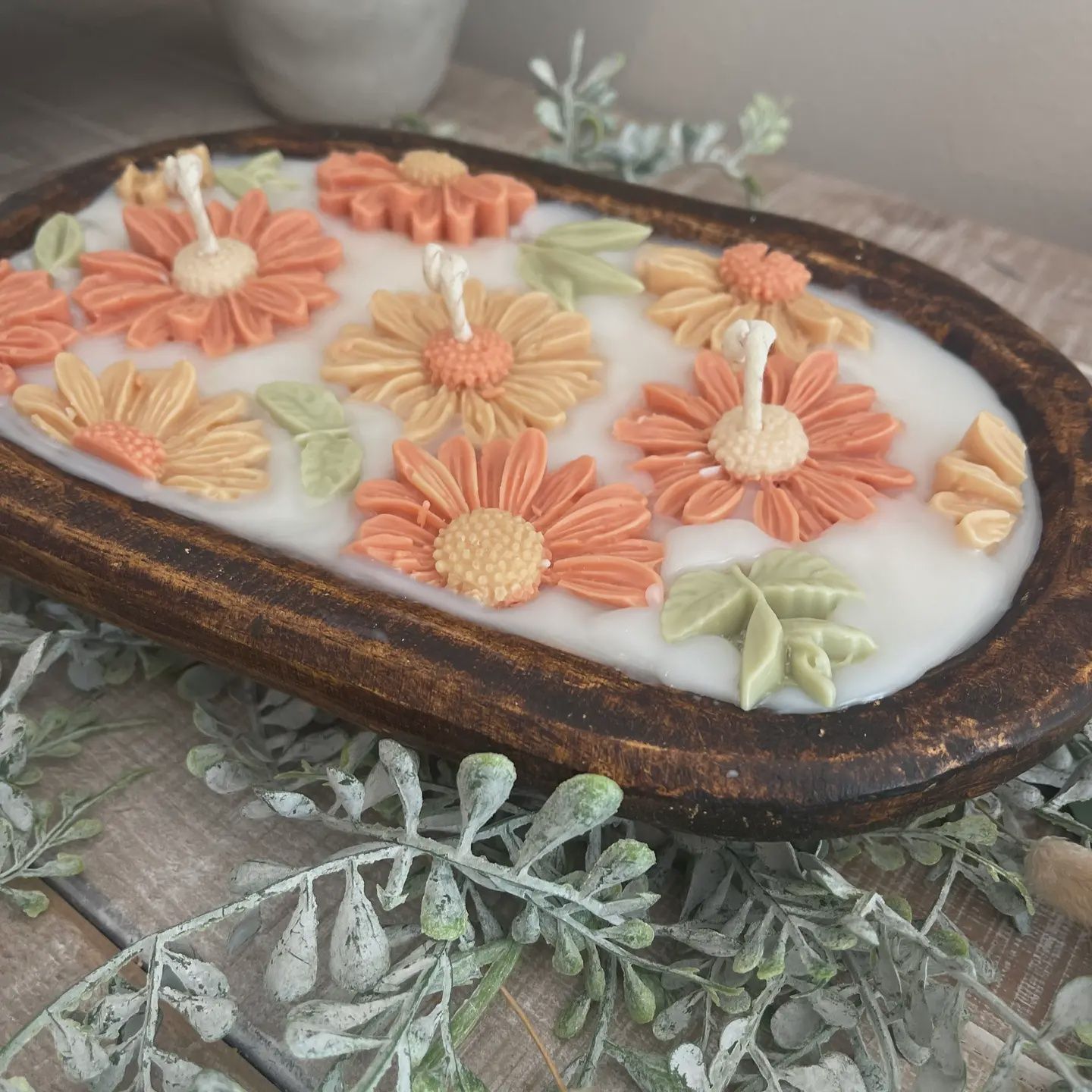 Fall Daisy Dough Bowl Candle