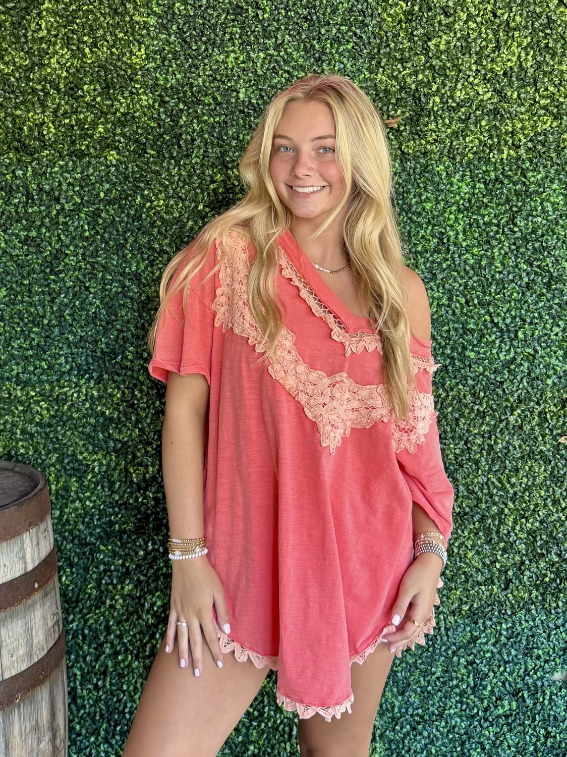Crochet V-Neck top, Size: Small