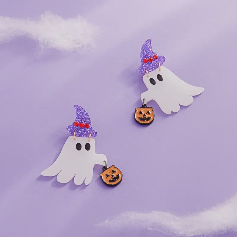 Halloween Ghost Glow in Dark Acetate Post Earrings