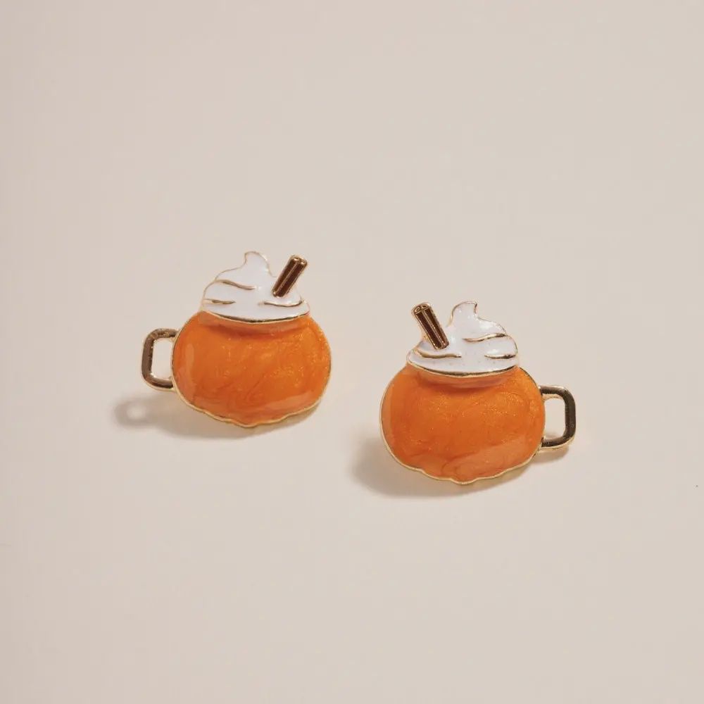 Pumpkin Mug Cup Post Earrings Thanksgiving Fall