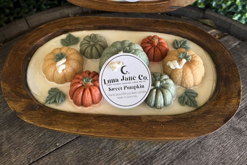 Fall Pumpkins Dough Bowl Candle