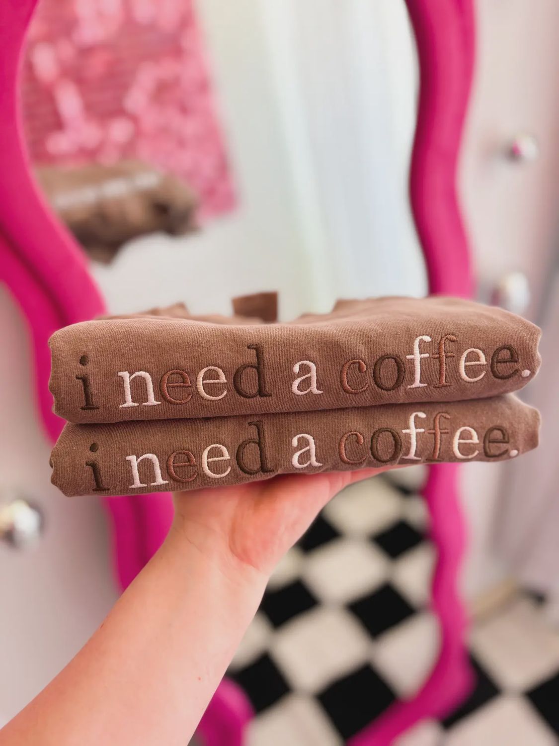 I Need A Coffee Embroidered Tee, Size: Small