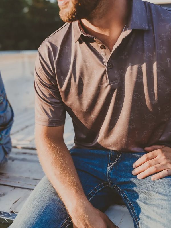 Country Views in Brown Men&#39;s Polo
