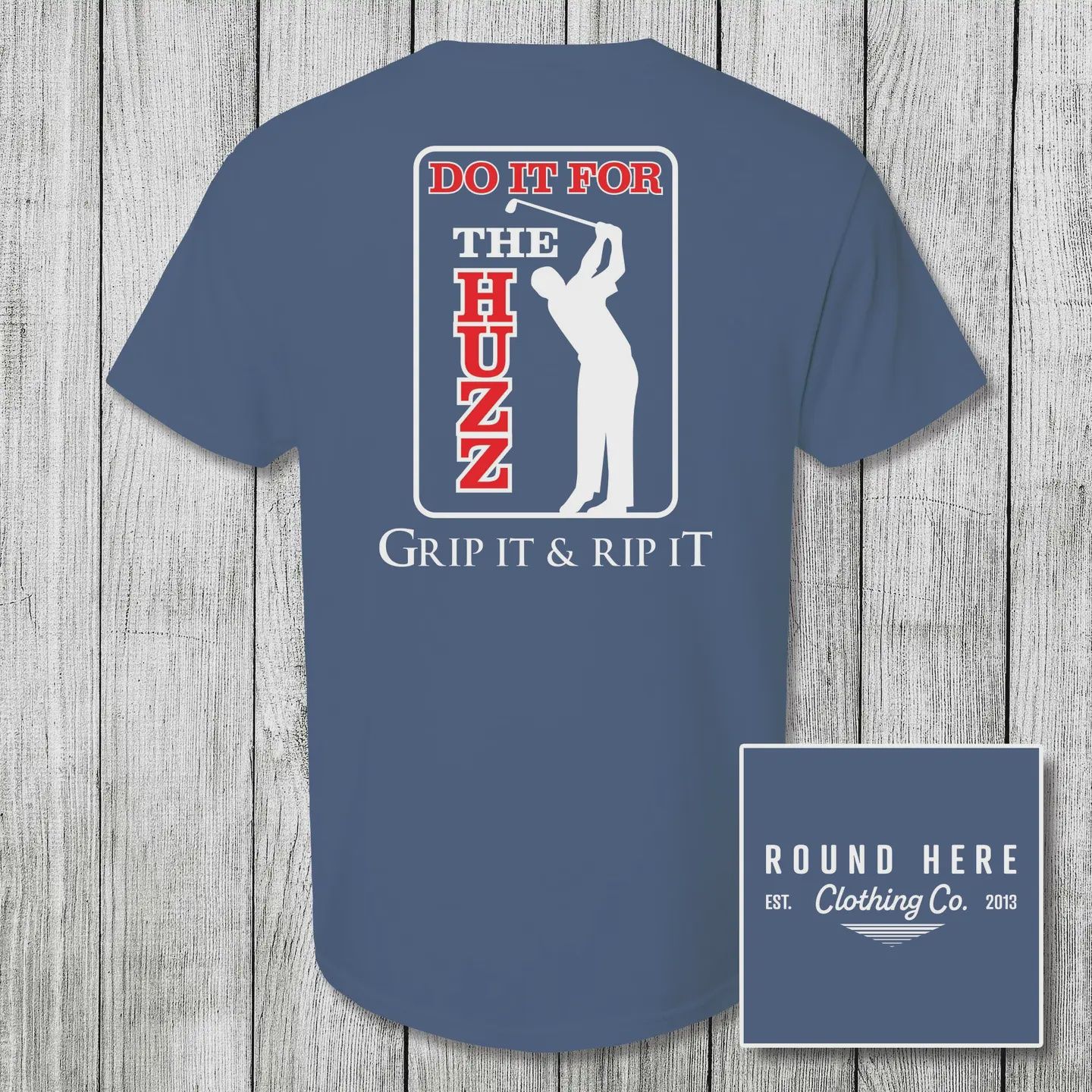 &#39;round Here Clothing Huzz Golf China Blue, Size: Small