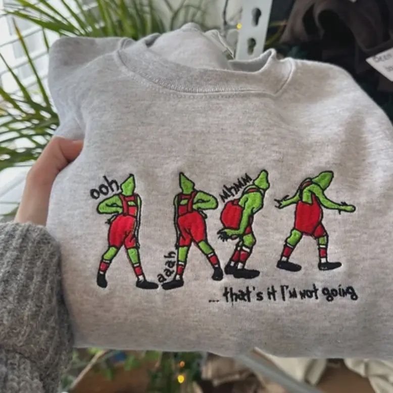 Grinch Embroidered Crewneck Sweater, Size: Small