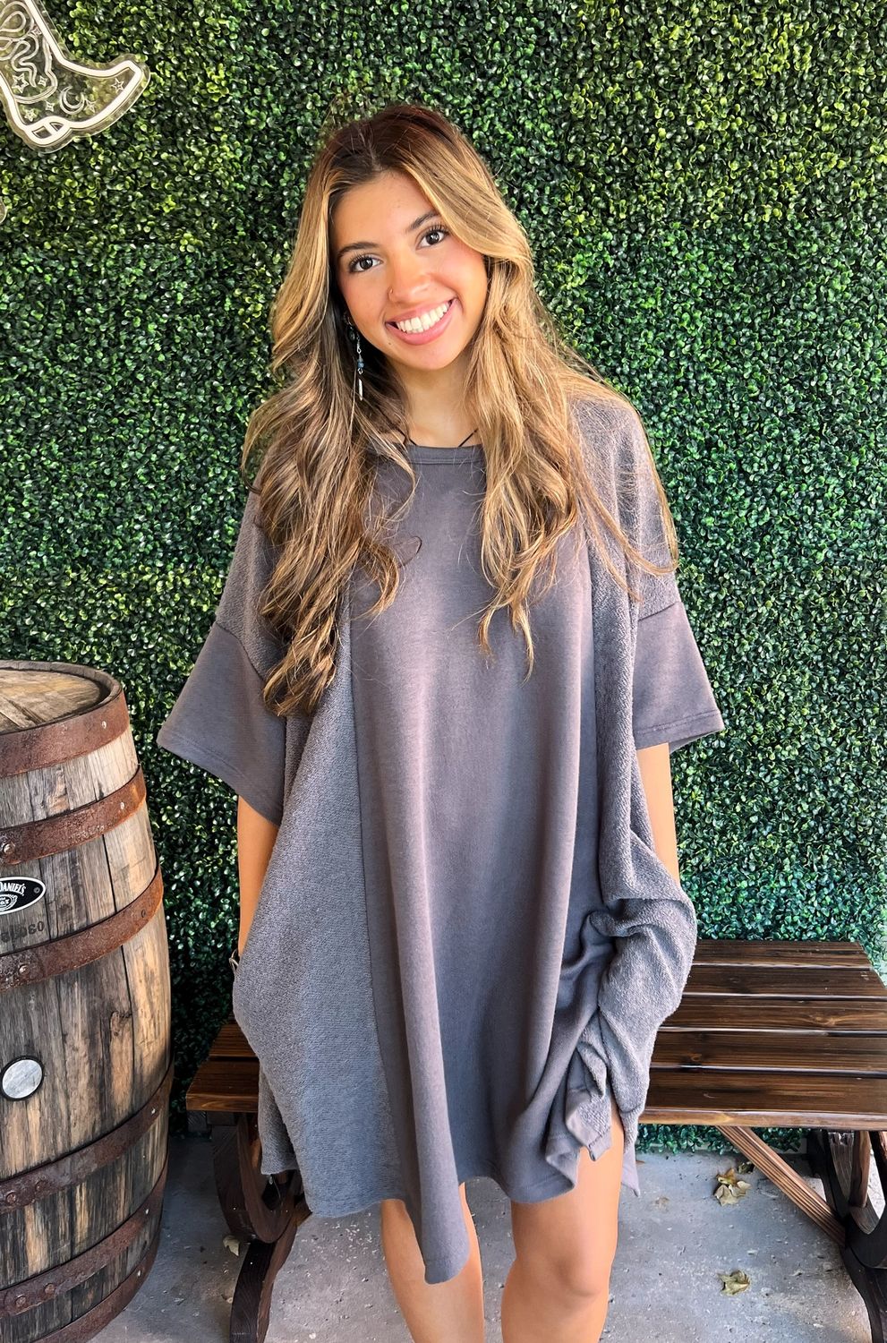 Meadowlight Tunic Dress - Charcoal, Size: Small