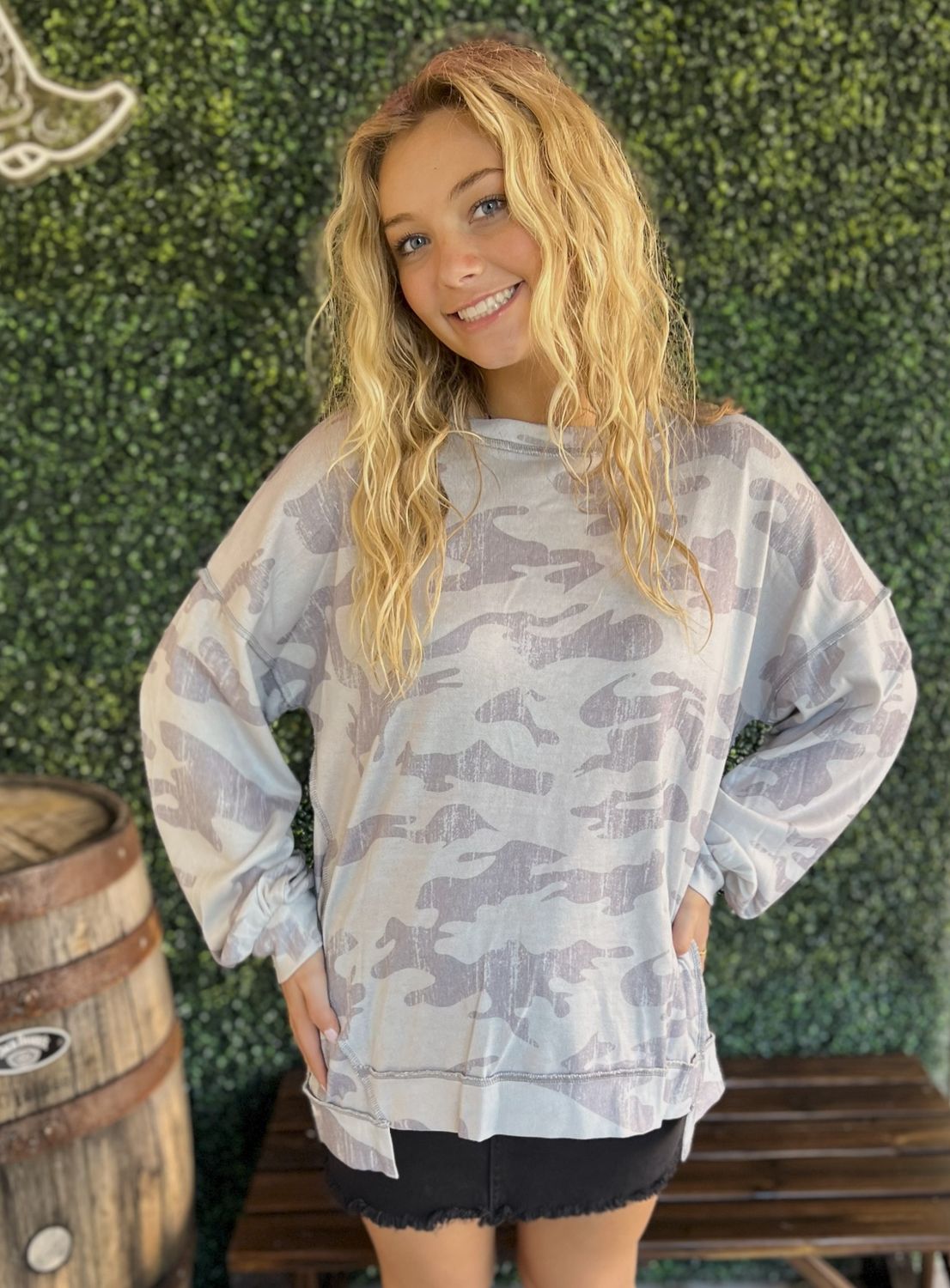 Camouflage Round Neck Sweatshirt, Size: Small