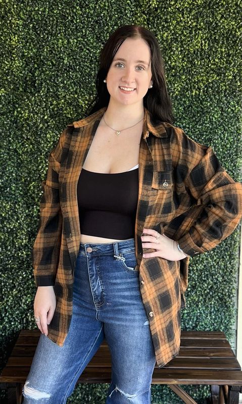Oversized Boyfriend Brushed Plaid Shirt