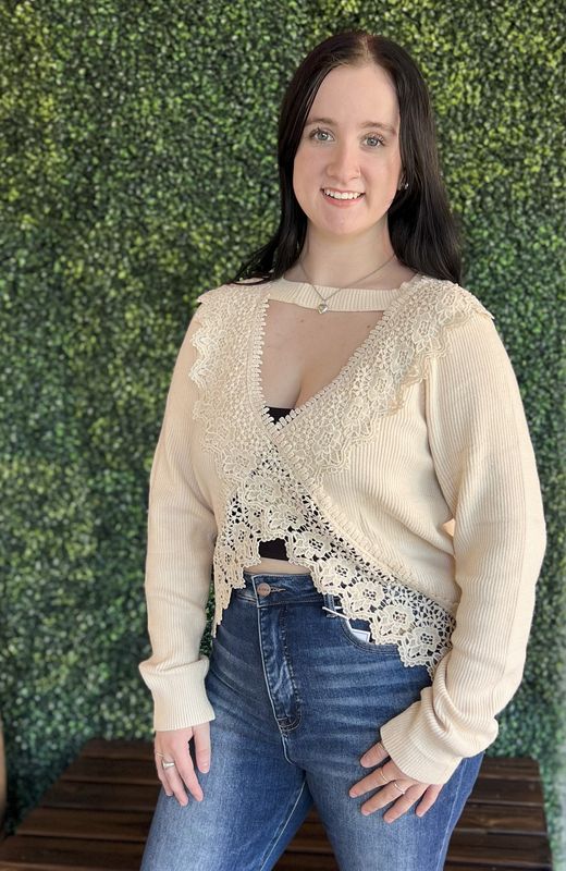 Lace Backless Knit Sweater Top