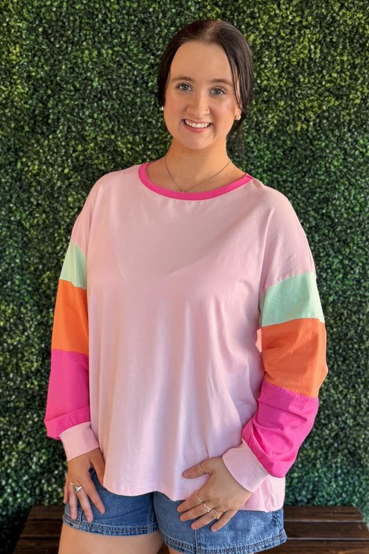 Colorblock Long Sleeve Top Plus Size