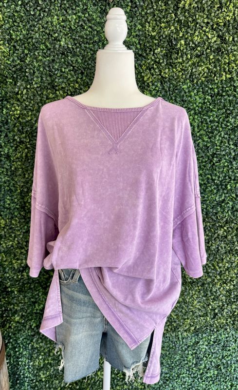 Mineral Wash Drop Sleeve Tee Plus Size
