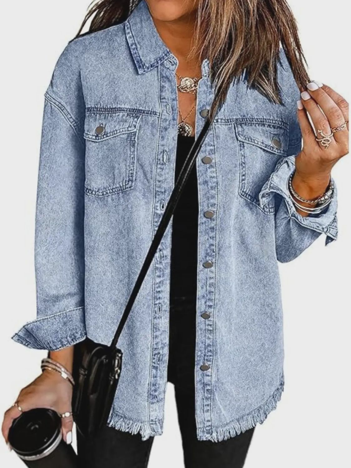 Hairy Denim Casual Loose Jacket, Size: Small